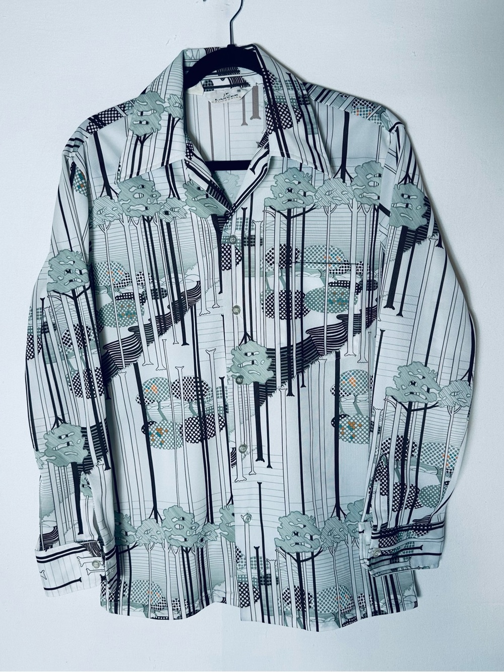 Vintage 1970s Lancer of California Dagger Collar Novelty Landscape Shirt M